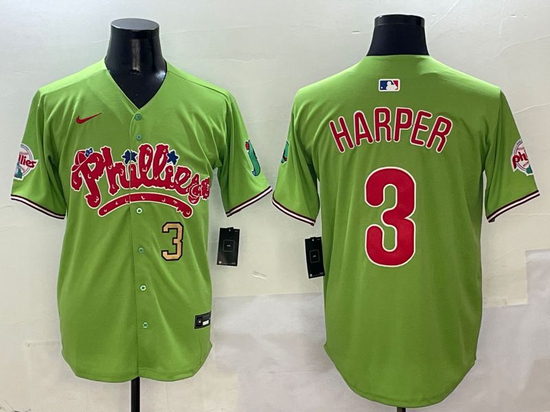 Men Philadelphia Phillies #3 Harper Green Five generations Nike 2025 MLB Jersey style 4->philadelphia phillies->MLB Jersey
